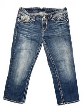 Vigoss The Dallas Capri Jeans Womens Size 9/10 Medium Wash Thick Stitch